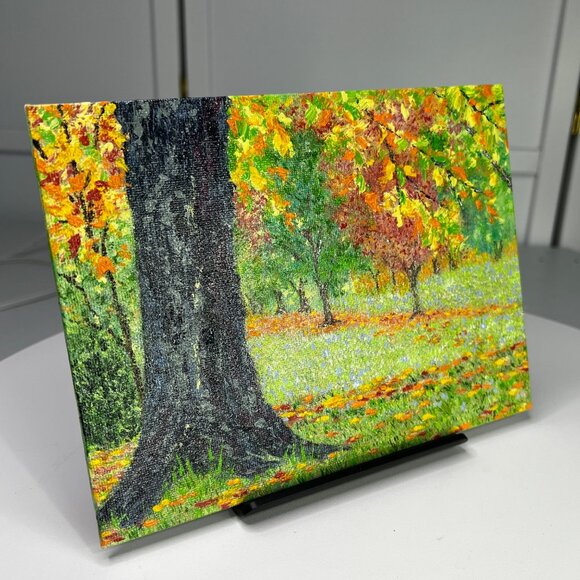 Fall Is Coming Nature Landscape Art Original Acrylic Painting 6" x 8" Unframed - Picture 3 of 6